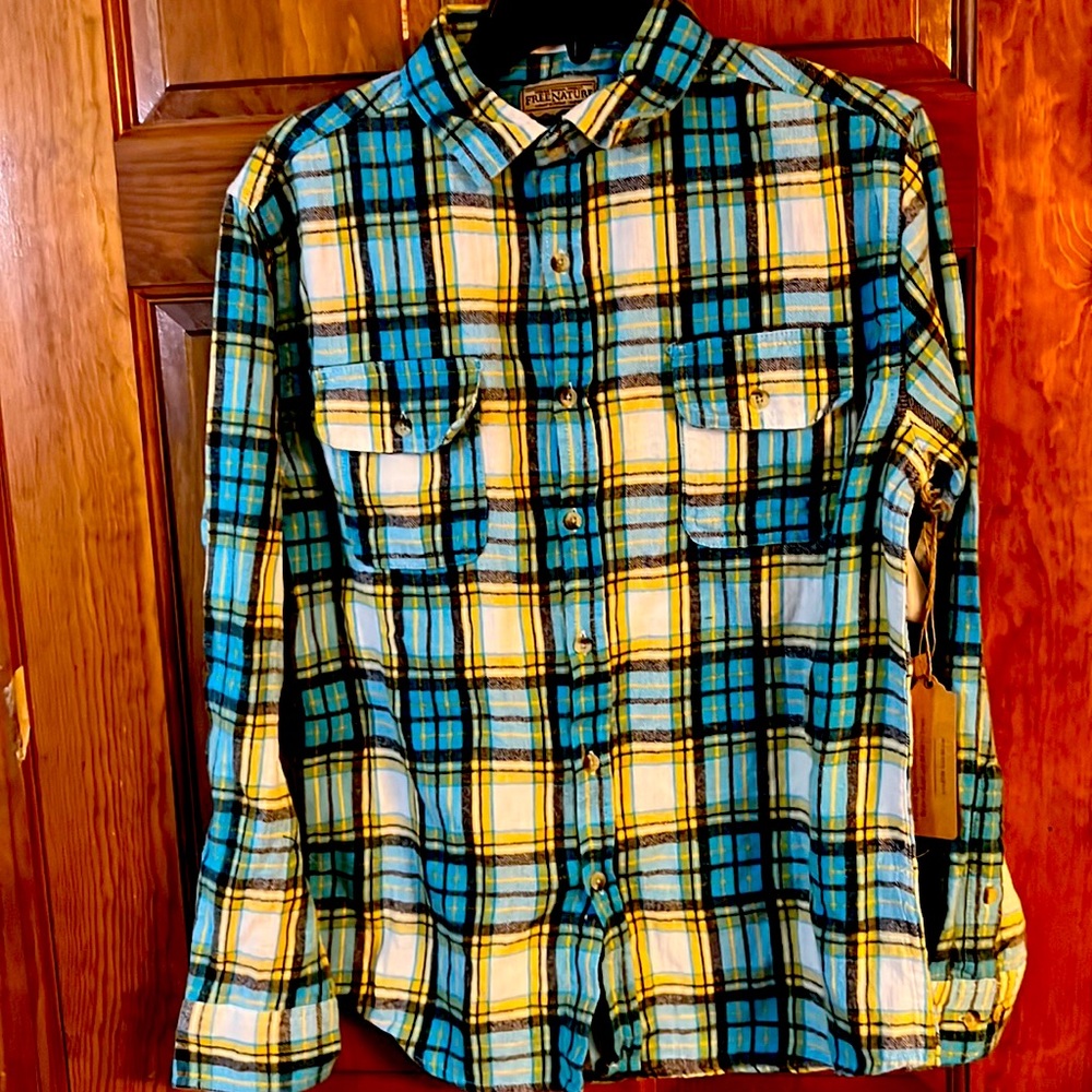 New Free Nature Mens Flannel Shirt S $59 NWT